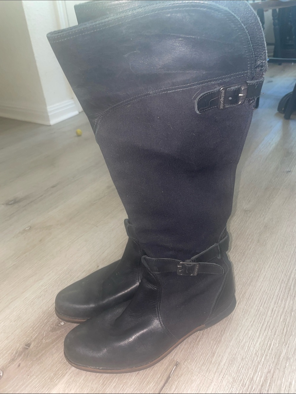 Patagonia Addie Rider Tall Boots | Black Leather & Canvas | Women’s 9